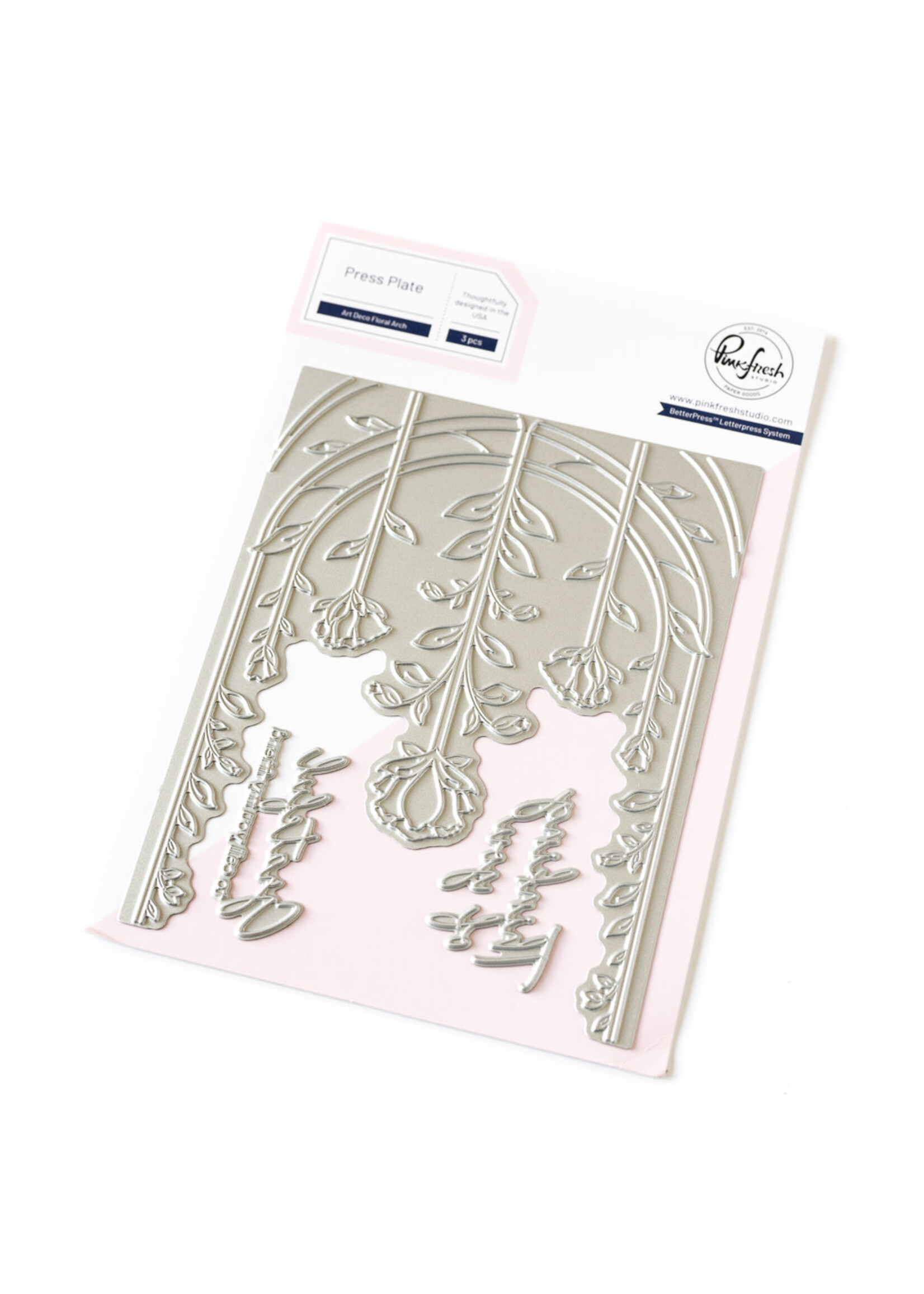 PinkFresh Studios Art Deco Floral Arch Press Plate
