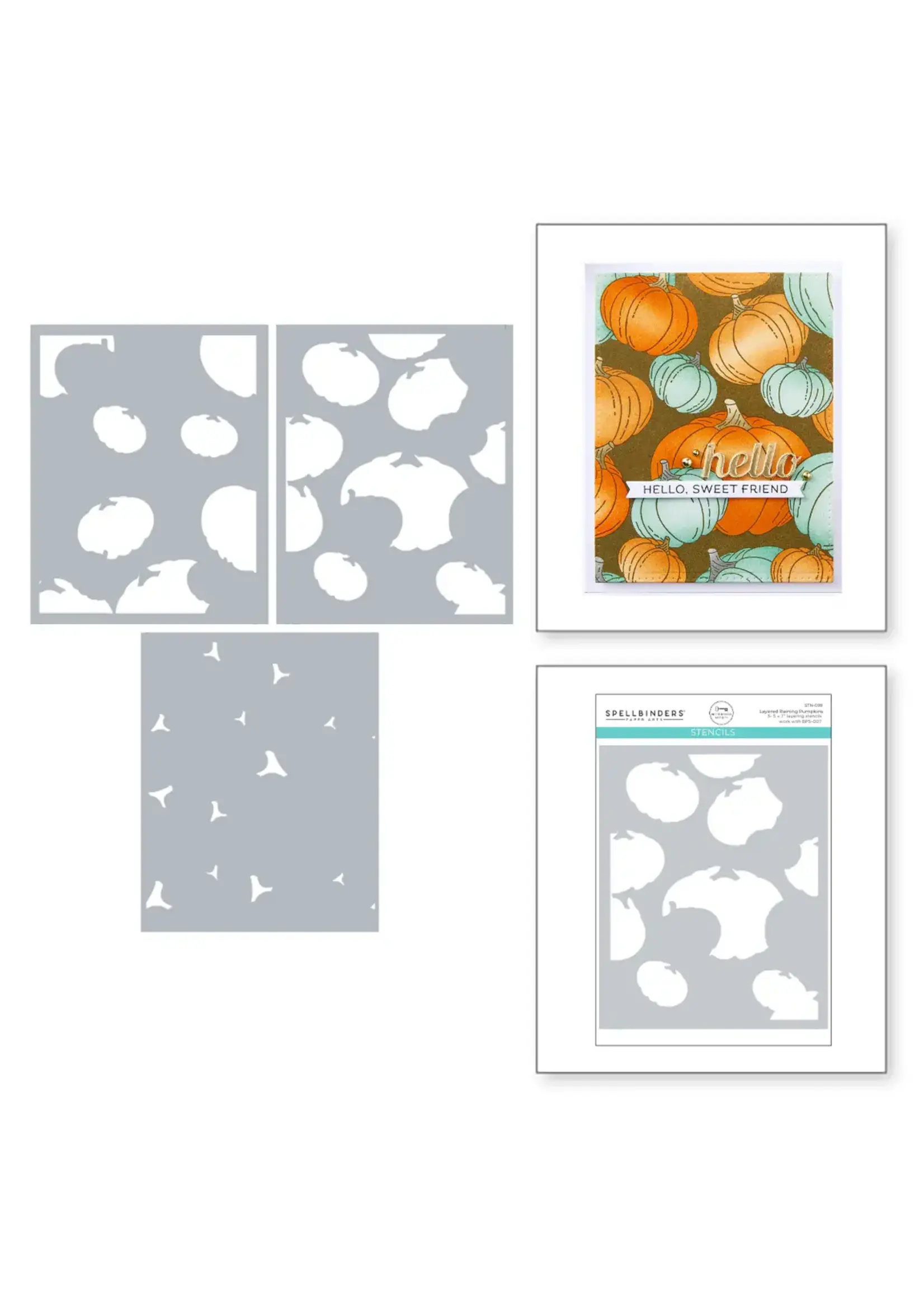 spellbinders BetterPress Society Spetember 2024: Raining Pumpkins press plate & stencil set