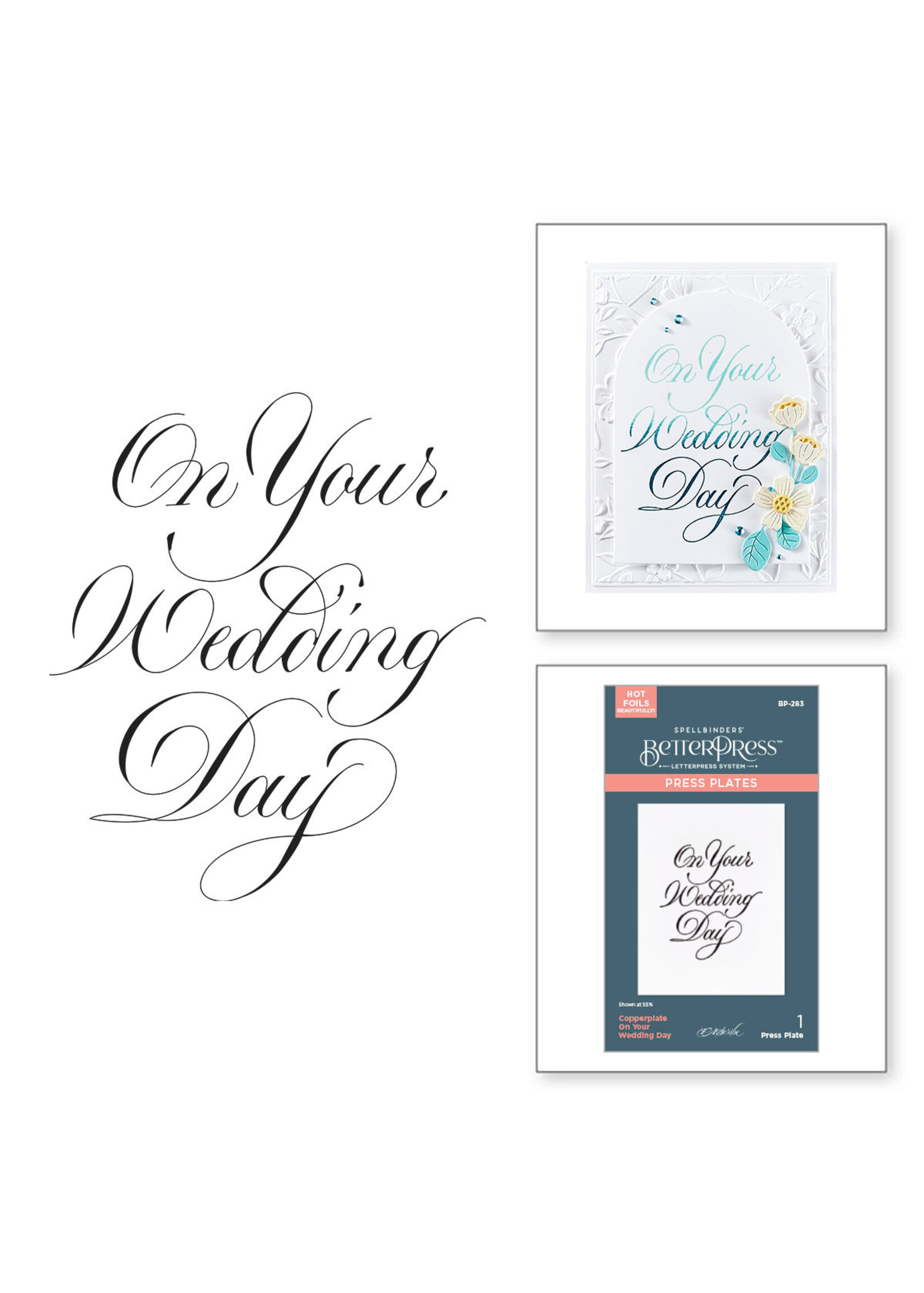 spellbinders Copperplate On Your Wedding Day Love BetterPress Plate