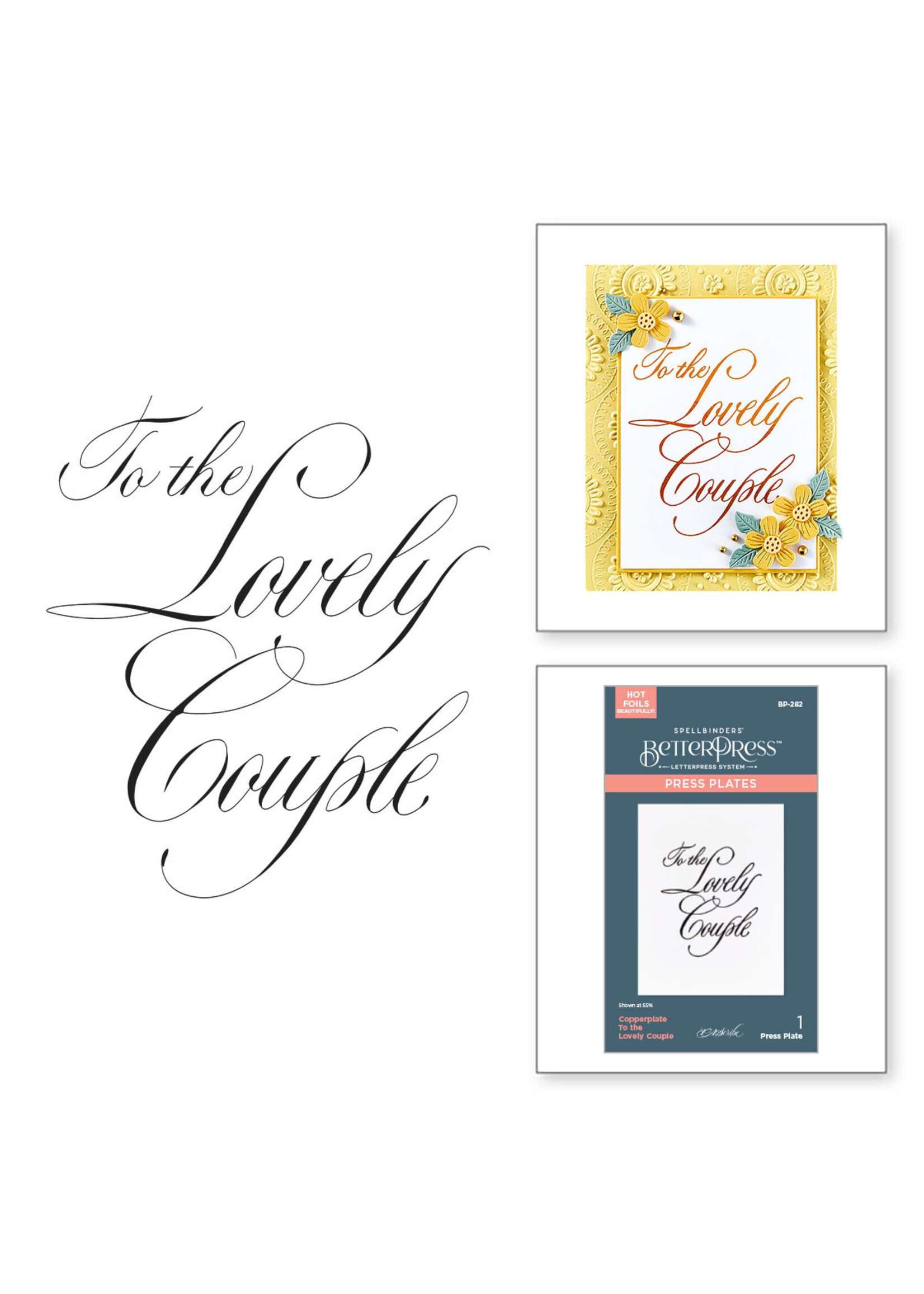 spellbinders Copperplate To the Lovely Couple BetterPress Plate