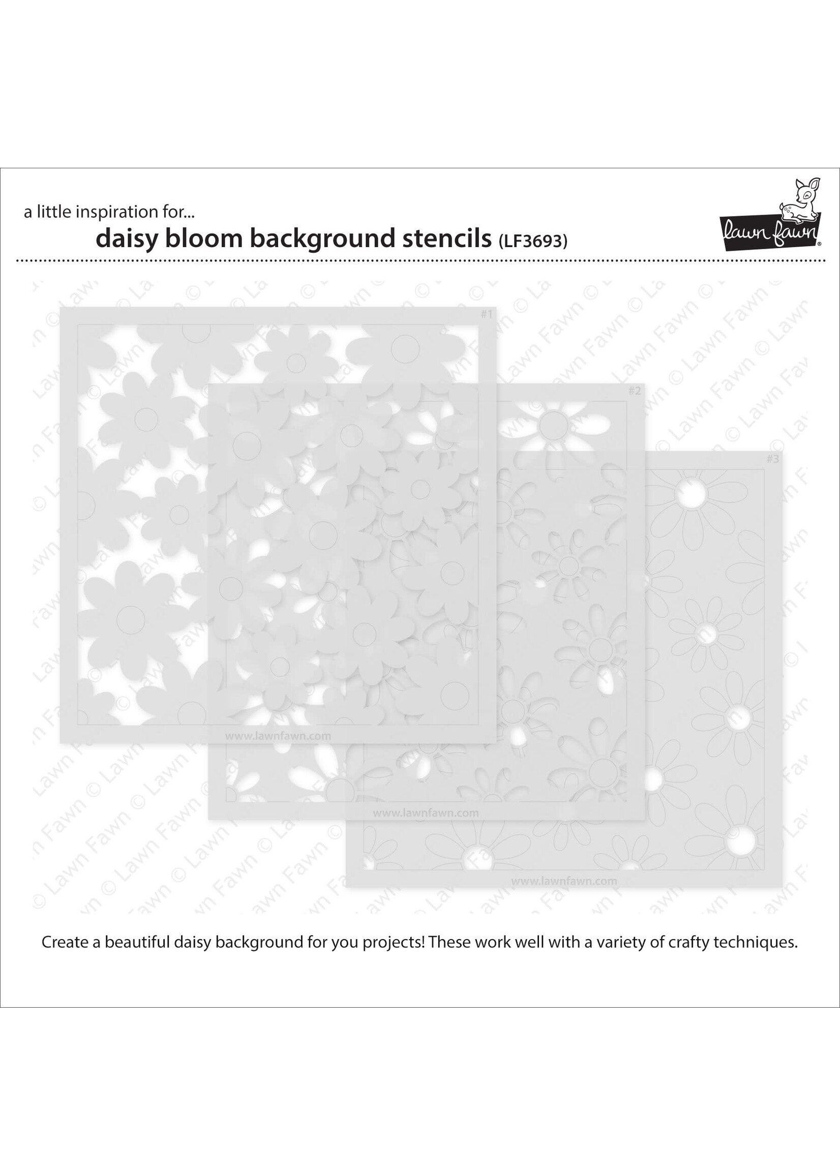 Lawn Fawn Daisy Bloom Background Stencils
