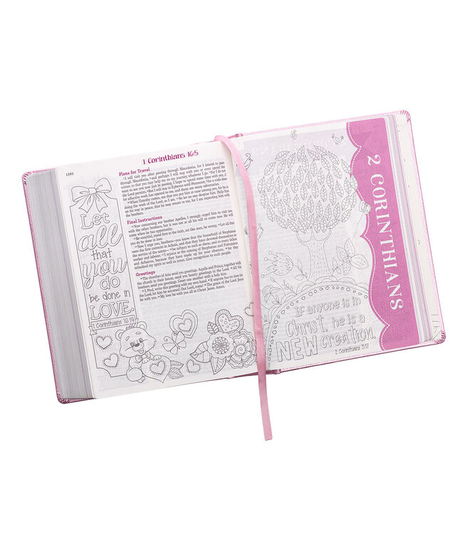 Metallic Pink Faux Leather My Creative Bible for Girls - an ESV Journaling Bible