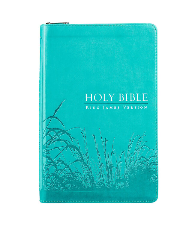 Turquoise Faux Leather Zippered KJV Deluxe Gift Bible with Thumb Index