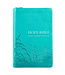 Christian Art Gifts Turquoise Faux Leather Zippered KJV Deluxe Gift Bible with Thumb Index