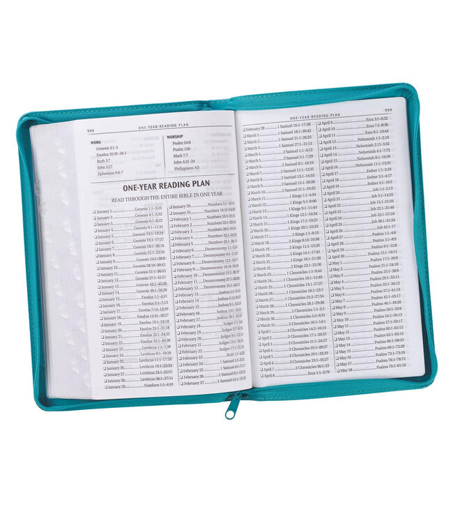 Turquoise Faux Leather Zippered KJV Deluxe Gift Bible with Thumb Index