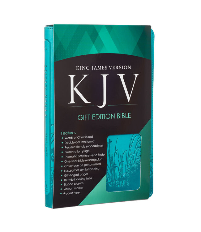 Turquoise Faux Leather Zippered KJV Deluxe Gift Bible with Thumb Index