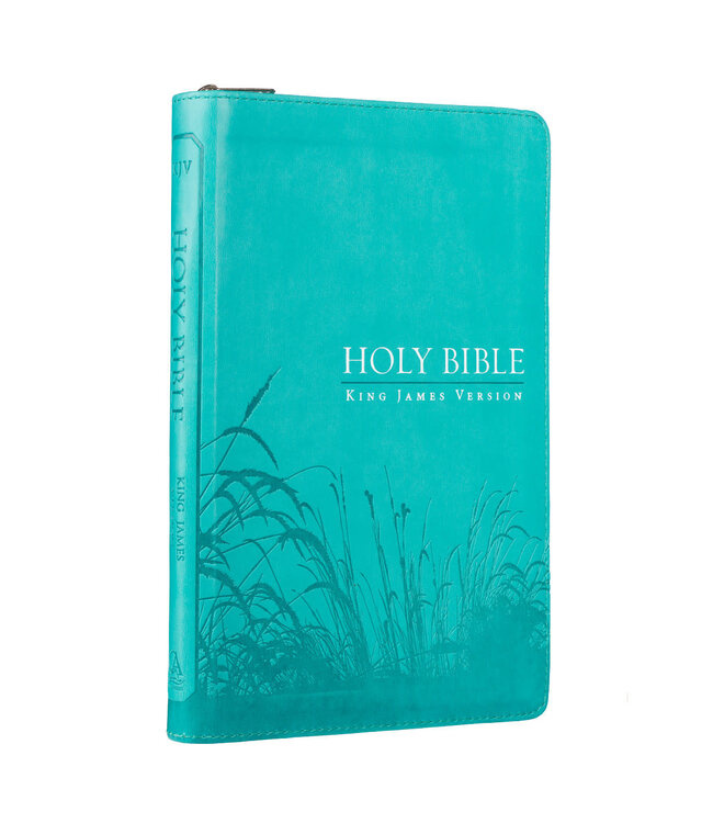 Turquoise Faux Leather Zippered KJV Deluxe Gift Bible with Thumb Index