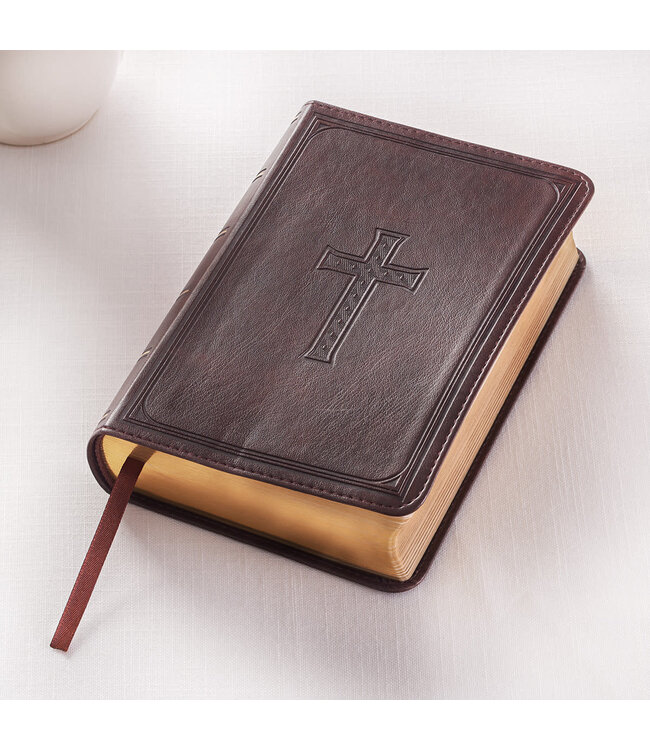 Dark Brown Faux Leather Large Print Compact King James Version Bible