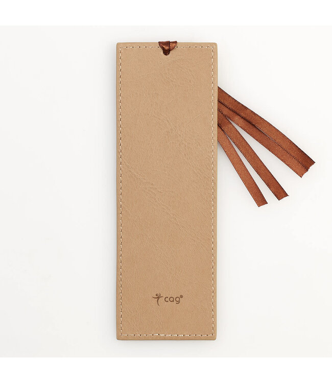 Footprints - Tan Faux Leather Bookmark