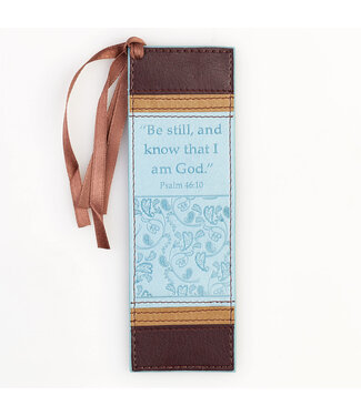 Christian Art Gifts Be Still and Know That I Am God Faux Leather Bookmark - Psalm 46:10