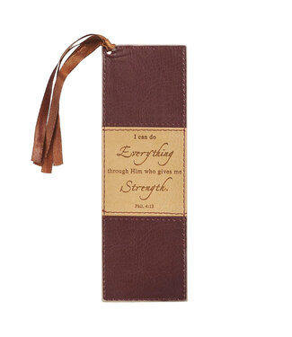 Christian Art Gifts I Can Do Everything - Two-tone Faux Leather Bookmark - Philippians 4:13