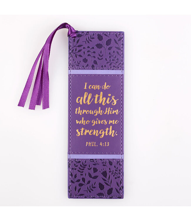 I Can Do All This - Purple Faux Leather Bookmark - Philippians 4:13