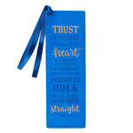 Christian Art Gifts Trust In The LORD - Blue Faux Leather Bookmark - Proverbs 3:5-6