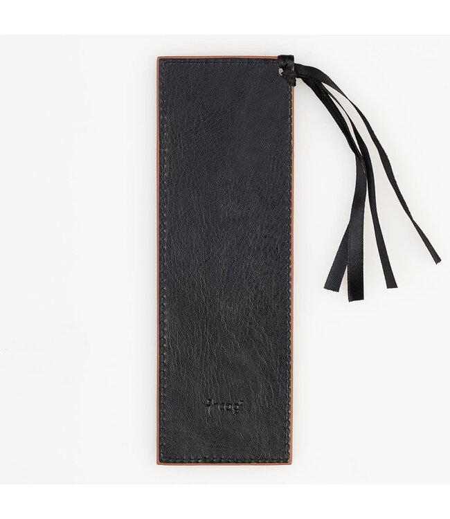 Strong & Courageous Black and Tan Faux Leather Bookmark - Joshua 1:9