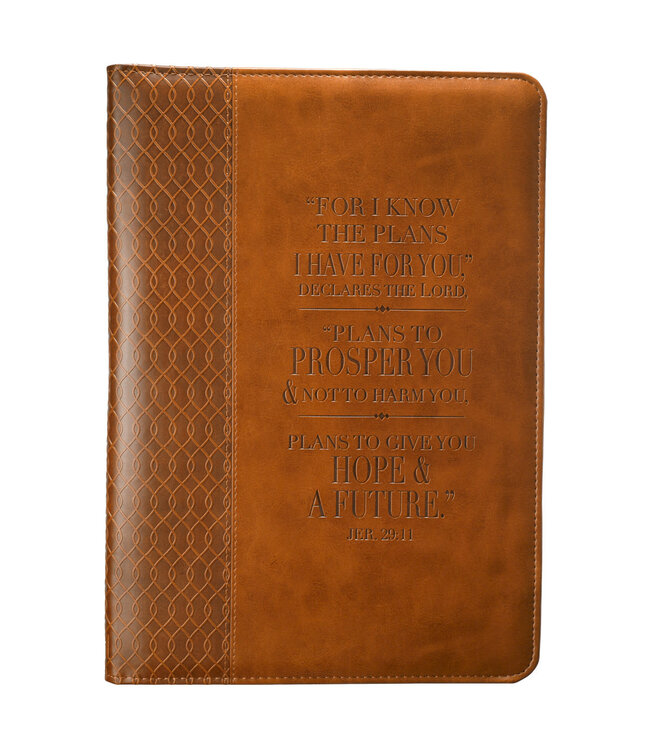 I Know The Plans Tawny Brown Faux Leather Handy-sized Journal - Jeremiah 29:11 | 仿皮便攜記事本