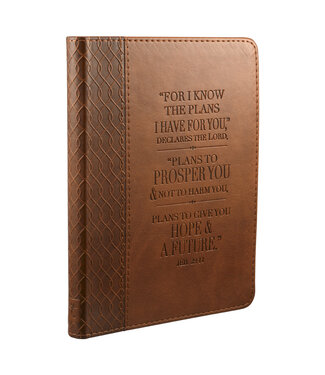 Christian Art Gifts I Know The Plans Tawny Brown Faux Leather Handy-sized Journal - Jeremiah 29:11 | 仿皮便攜記事本