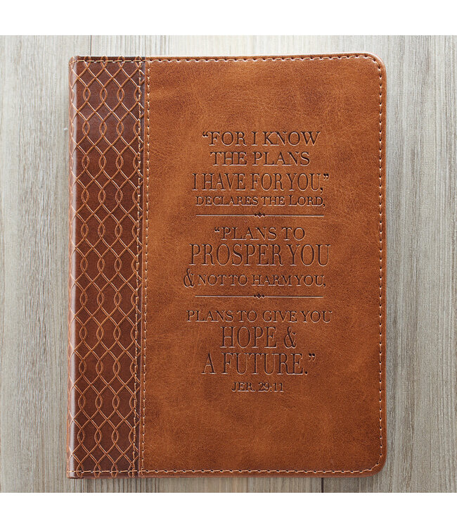 I Know The Plans Tawny Brown Faux Leather Handy-sized Journal - Jeremiah 29:11 | 仿皮便攜記事本
