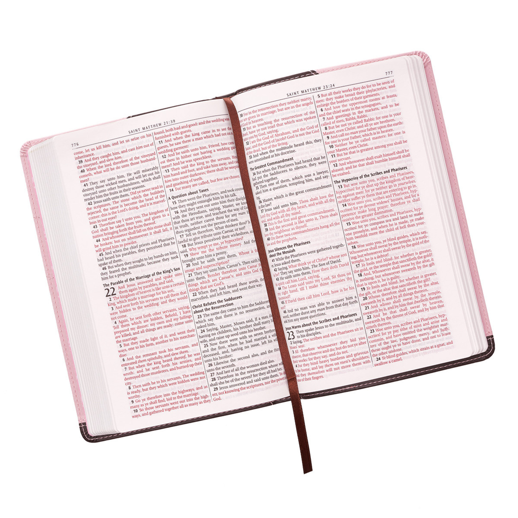 Christian Art Gifts Brown and Pink Faux Leather King James Version Deluxe Gift Bible