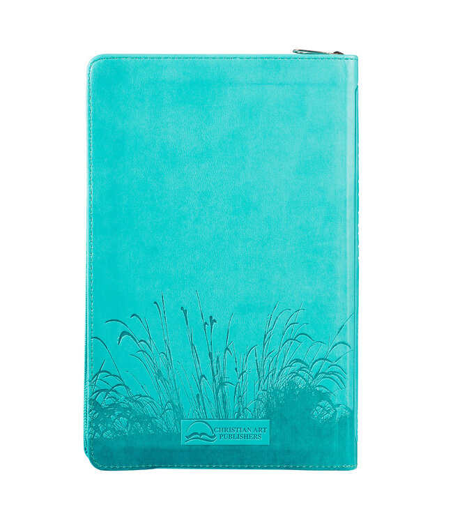 Turquoise Faux Leather Zippered KJV Deluxe Gift Bible with Thumb Index