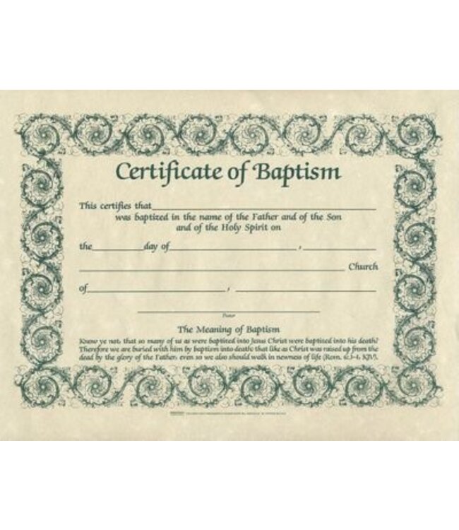 Baptism - Parchment (8-1/2 x 11) (Pack of 6)