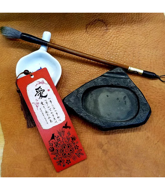 炭燒書法木雕書籤：愛