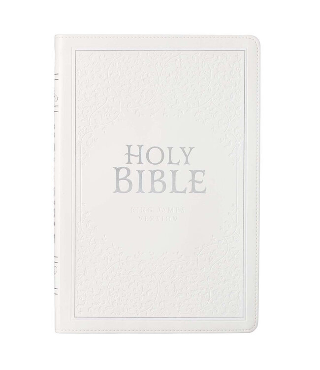 White Faux Leather Large Print Thinline KJV Bible with Thumb Index