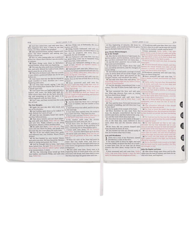 White Faux Leather Large Print Thinline KJV Bible with Thumb Index