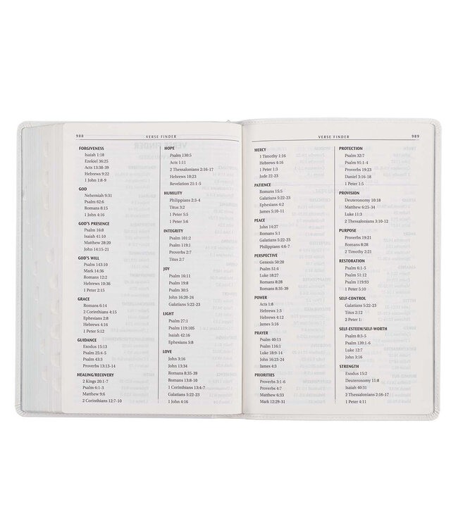 White Faux Leather Large Print Thinline KJV Bible with Thumb Index