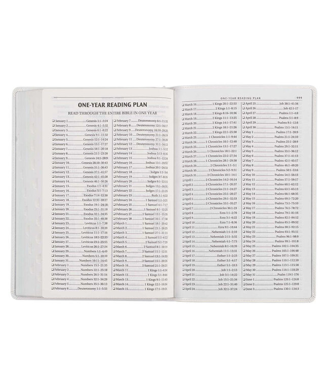 White Faux Leather Large Print Thinline KJV Bible with Thumb Index