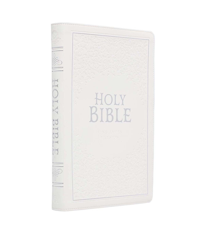 White Faux Leather Large Print Thinline KJV Bible with Thumb Index