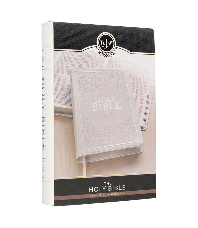 White Faux Leather Large Print Thinline KJV Bible with Thumb Index