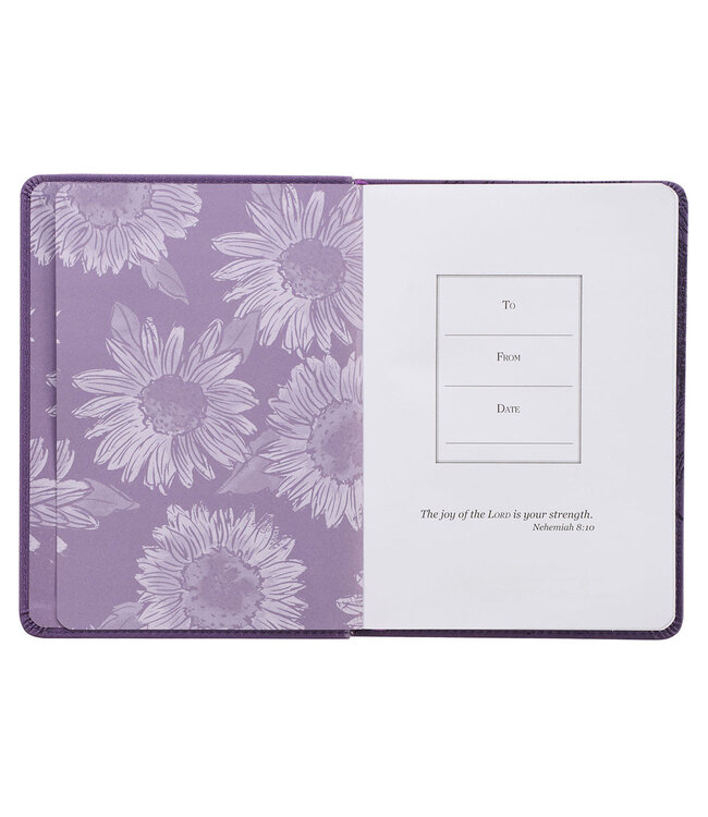 Strength & Dignity - Purple Sunflower Faux Leather Handy-Sized Journal - Proverbs 31:25
