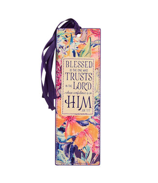 Christian Art Gifts Blessed Is The One - Faux Leather Bookmark - Jeremiah 17:7