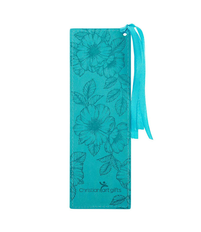 Strength & Dignity - Teal Faux Leather Bookmark - Proverbs 31:25