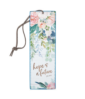 Christian Art Gifts Hope and a Future - Faux Leather Bookmark - Jeremiah 29:11