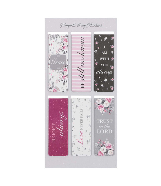 Pink Roses - Magnetic Bookmark Set