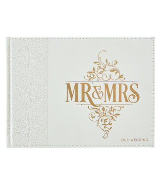 Christian Art Gifts White Lace Mr. & Mrs. Wedding Guest Book