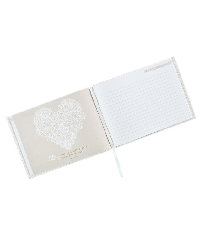White Lace Mr. & Mrs. Wedding Guest Book