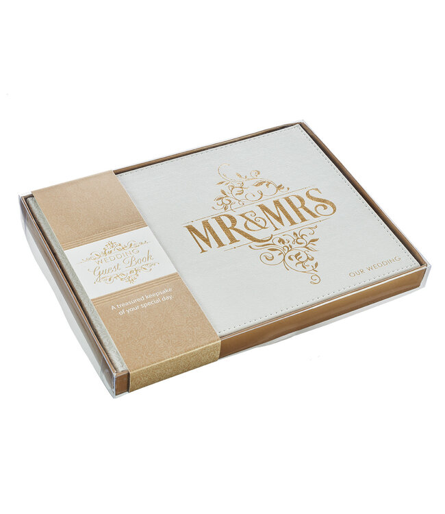 White Lace Mr. & Mrs. Wedding Guest Book