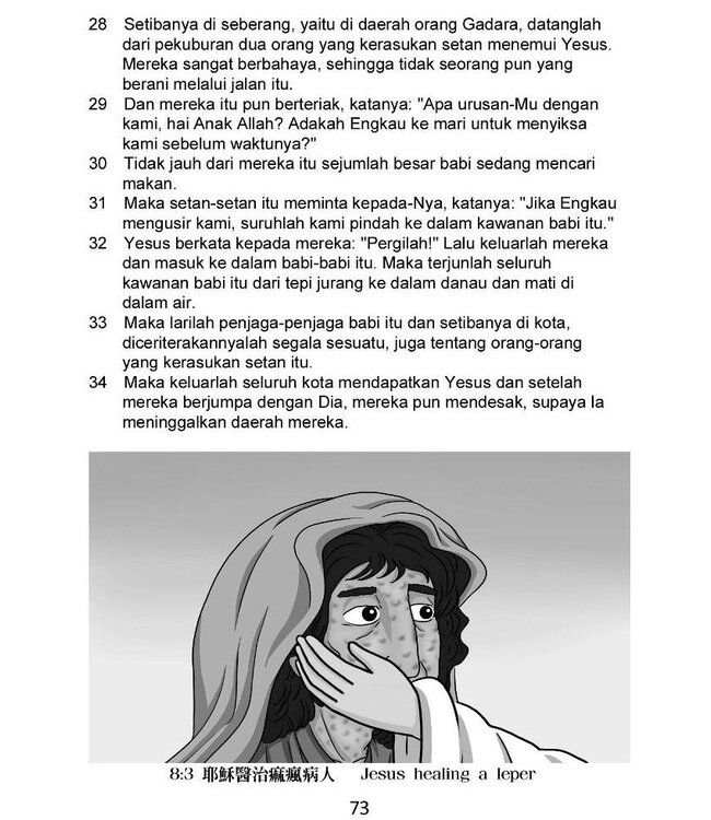 耶穌說 Ajaran Yesus 1：大字經文手冊（太1章~11章1節含印尼文）