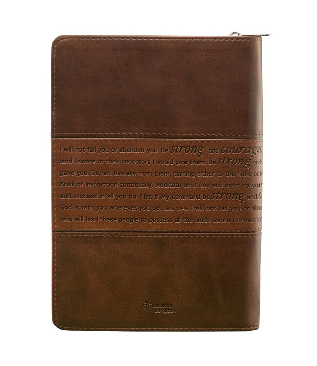 Strong and Courageous Zippered Classic LuxLeather Journal - Joshua 1:5-7 | 仿皮拉鍊封口日記本
