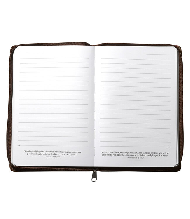 Strong and Courageous Zippered Classic LuxLeather Journal - Joshua 1:5-7 | 仿皮拉鍊封口日記本