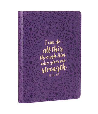 Christian Art Gifts I Can Do All This Purple Handy-sized Faux Leather Journal - Philippians 4:13
