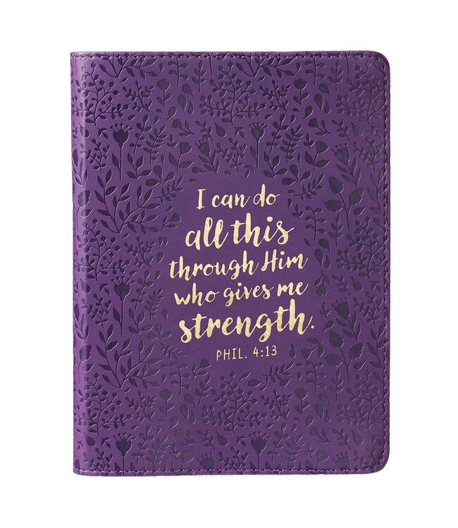 I Can Do All This Purple Handy-sized Faux Leather Journal - Philippians 4:13