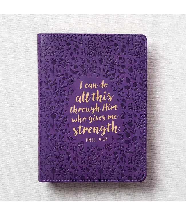 I Can Do All This Purple Handy-sized Faux Leather Journal - Philippians 4:13