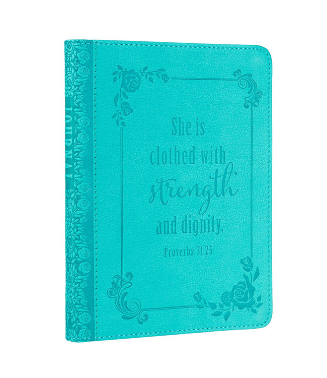 Strength and Dignity Teal Handy-sized Faux Leather Journal - Proverbs 31:25