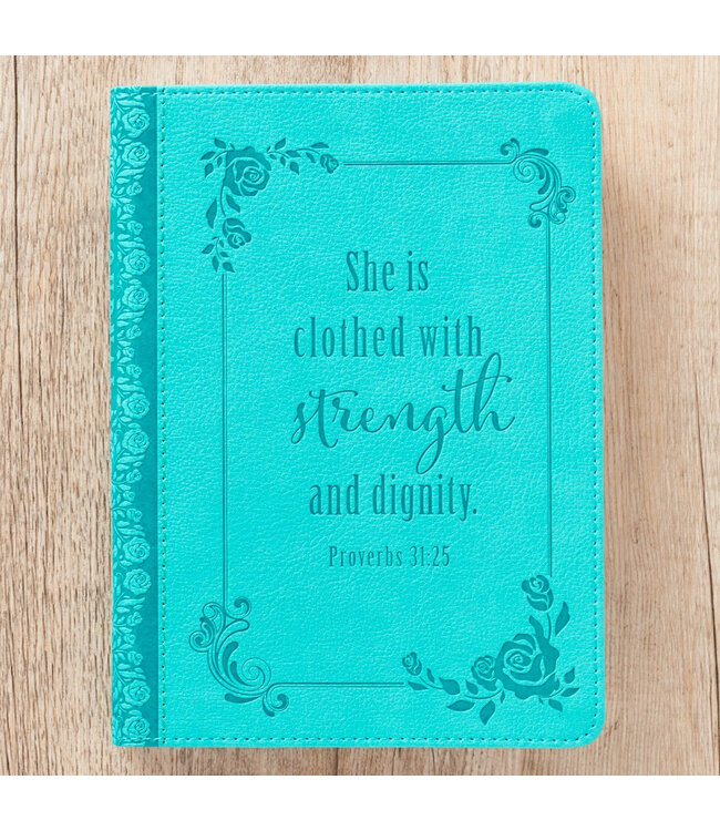 Strength and Dignity Teal Handy-sized Faux Leather Journal - Proverbs 31:25