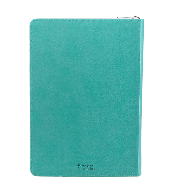 I Can Do Everything Zippered Classic LuxLeather Journal In Turquoise - Philippians 4:13 | 仿皮拉鍊封口日記本
