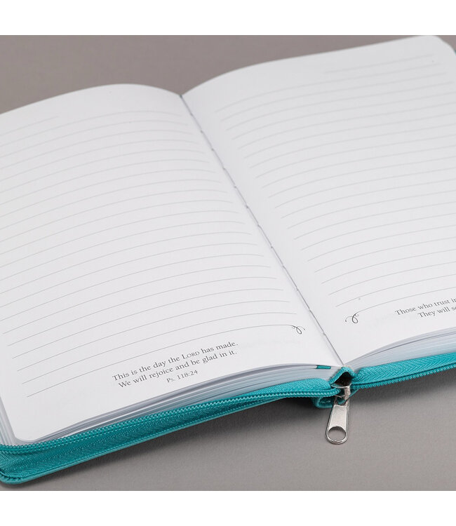 I Can Do Everything Zippered Classic LuxLeather Journal In Turquoise - Philippians 4:13 | 仿皮拉鍊封口日記本