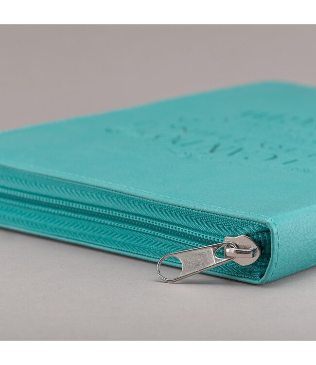 I Can Do Everything Zippered Classic LuxLeather Journal In Turquoise - Philippians 4:13 | 仿皮拉鍊封口日記本
